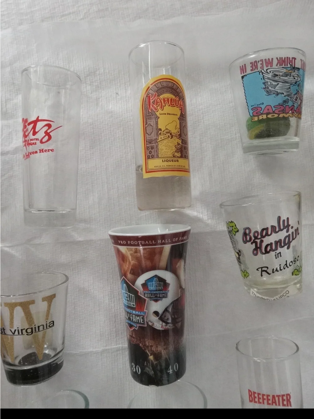 52 Souvenirs Shot Glasses, from USA to Overseas ,Coin, Trinkets, 3 bottles